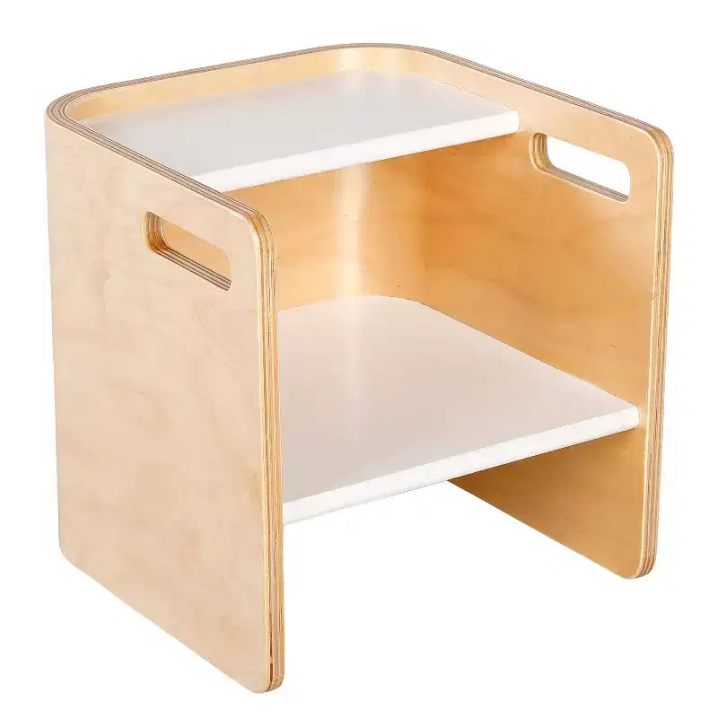 Silla cúbica multiusos de madera curvada para niños pequeños ECR4Kids, muebles Montessori
