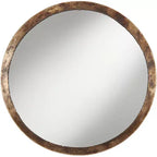 Uttermost Tortin Round Vanity Decorative Wall Mirror Rustic Hammered Jagged Metal Frame 34 Wide for Bathroom Bedroom Living Room Office Home Entryway