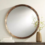 Espejo de pared decorativo redondo Tortin de Uttermost, marco de metal rústico martillado y dentado de 34" de ancho para baño, dormitorio, sala de estar, oficina, entrada del hogar