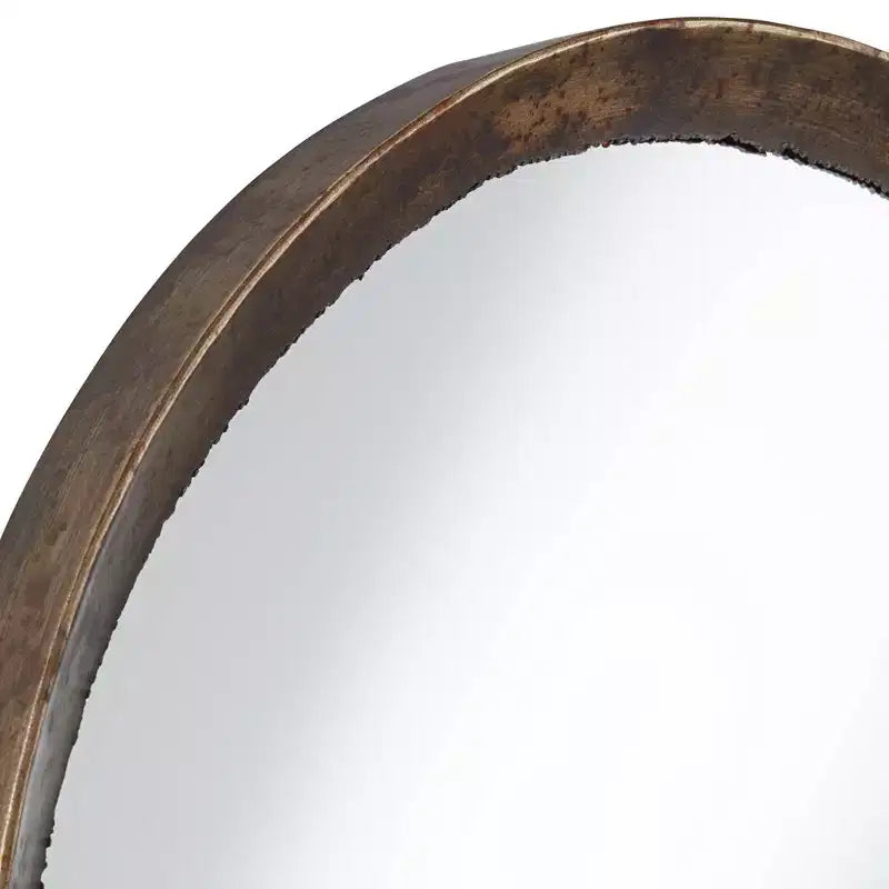 Espejo de pared decorativo redondo Tortin de Uttermost, marco de metal rústico martillado y dentado de 34" de ancho para baño, dormitorio, sala de estar, oficina, entrada del hogar