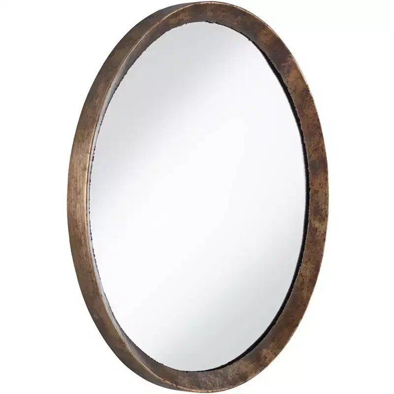 Espejo de pared decorativo redondo Tortin de Uttermost, marco de metal rústico martillado y dentado de 34" de ancho para baño, dormitorio, sala de estar, oficina, entrada del hogar