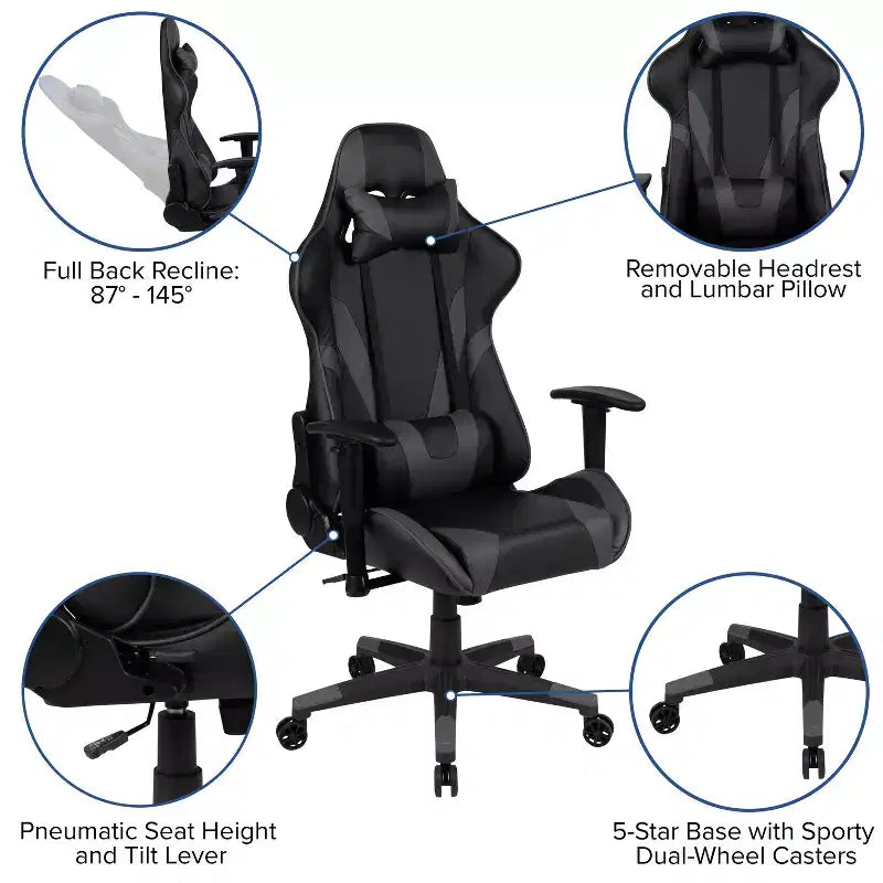 Juego de escritorio para videojuegos y silla reclinable para videojuegos Flash Furniture con portavasos y gancho para auriculares