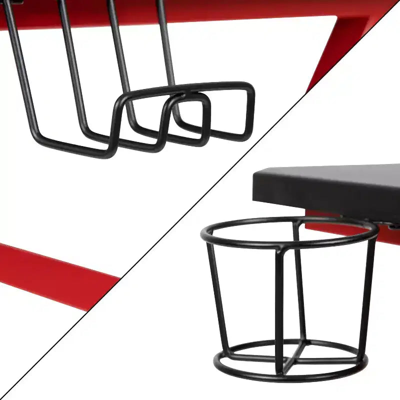 Juego de escritorio para videojuegos y silla reclinable para videojuegos Flash Furniture con portavasos y gancho para auriculares