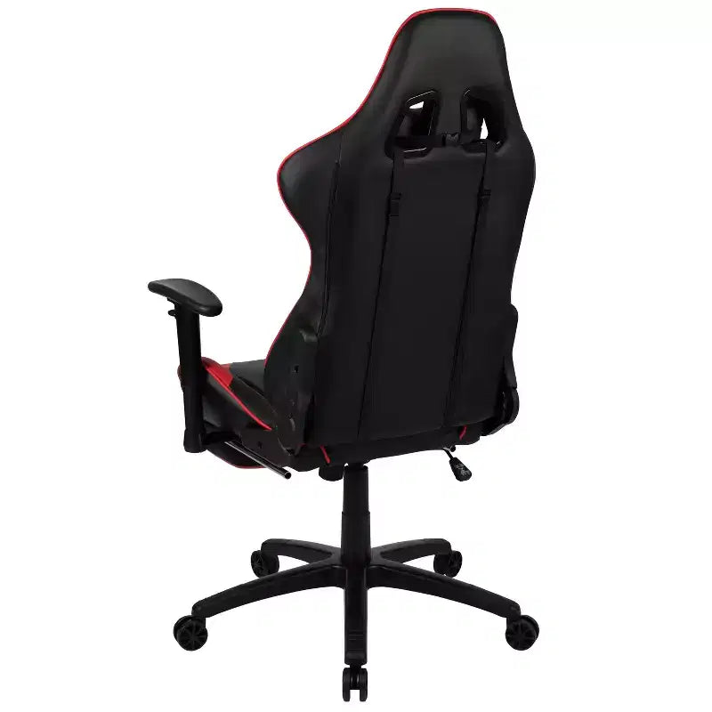 Silla de juego Flash Furniture X30 Silla ergonómica de oficina tipo carreras para computadora con respaldo totalmente reclinable y reposapiés deslizable en LeatherSoft rojo