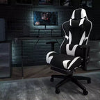 Silla de juego Flash Furniture X30 Silla ergonómica de oficina tipo carreras para computadora con respaldo totalmente reclinable y reposapiés deslizable en LeatherSoft rojo