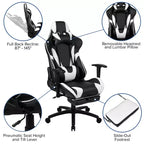 Silla de juego Flash Furniture X30 Silla ergonómica de oficina tipo carreras para computadora con respaldo totalmente reclinable y reposapiés deslizable en LeatherSoft rojo