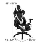 Silla de juego Flash Furniture X30 Silla ergonómica de oficina tipo carreras para computadora con respaldo totalmente reclinable y reposapiés deslizable en LeatherSoft rojo