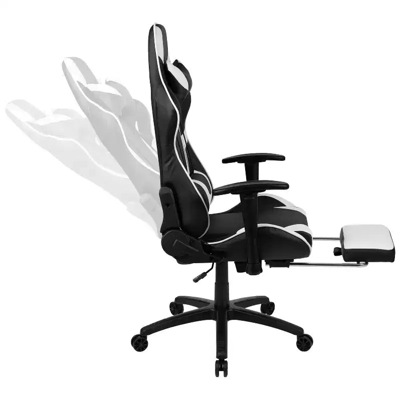 Silla de juego Flash Furniture X30 Silla ergonómica de oficina tipo carreras para computadora con respaldo totalmente reclinable y reposapiés deslizable en LeatherSoft rojo