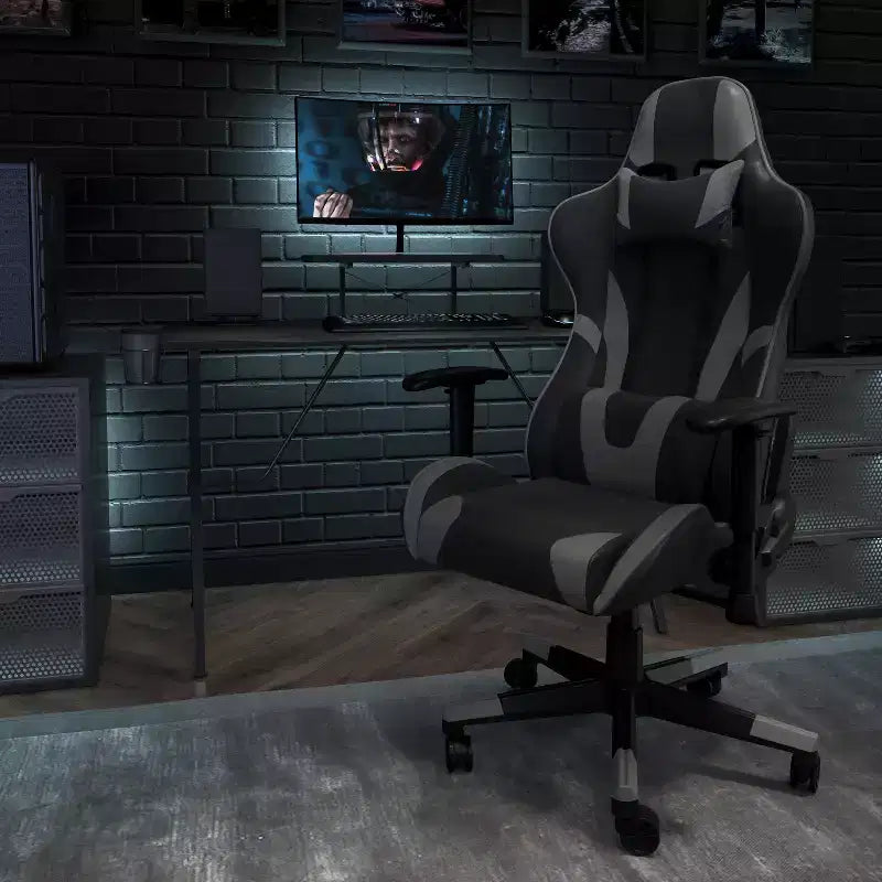 Silla de juego Flash Furniture X30 Silla ergonómica de oficina tipo carreras para computadora con respaldo totalmente reclinable y reposapiés deslizable en LeatherSoft rojo