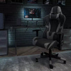Silla de juego Flash Furniture X30 Silla ergonómica de oficina tipo carreras para computadora con respaldo totalmente reclinable y reposapiés deslizable en LeatherSoft rojo