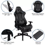 Silla de juego Flash Furniture X30 Silla ergonómica de oficina tipo carreras para computadora con respaldo totalmente reclinable y reposapiés deslizable en LeatherSoft rojo