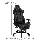 Silla de juego Flash Furniture X30 Silla ergonómica de oficina tipo carreras para computadora con respaldo totalmente reclinable y reposapiés deslizable en LeatherSoft rojo