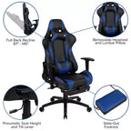 Silla de juego Flash Furniture X30 Silla ergonómica de oficina tipo carreras para computadora con respaldo totalmente reclinable y reposapiés deslizable en LeatherSoft rojo