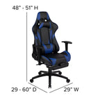 Silla de juego Flash Furniture X30 Silla ergonómica de oficina tipo carreras para computadora con respaldo totalmente reclinable y reposapiés deslizable en LeatherSoft rojo