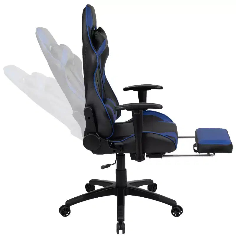 Silla de juego Flash Furniture X30 Silla ergonómica de oficina tipo carreras para computadora con respaldo totalmente reclinable y reposapiés deslizable en LeatherSoft rojo