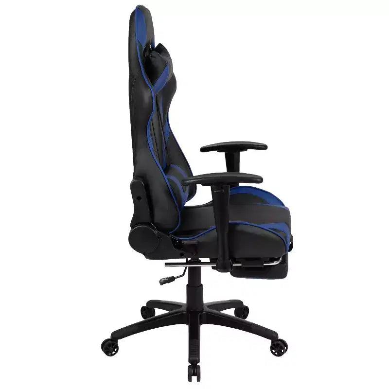 Silla de juego Flash Furniture X30 Silla ergonómica de oficina tipo carreras para computadora con respaldo totalmente reclinable y reposapiés deslizable en LeatherSoft rojo