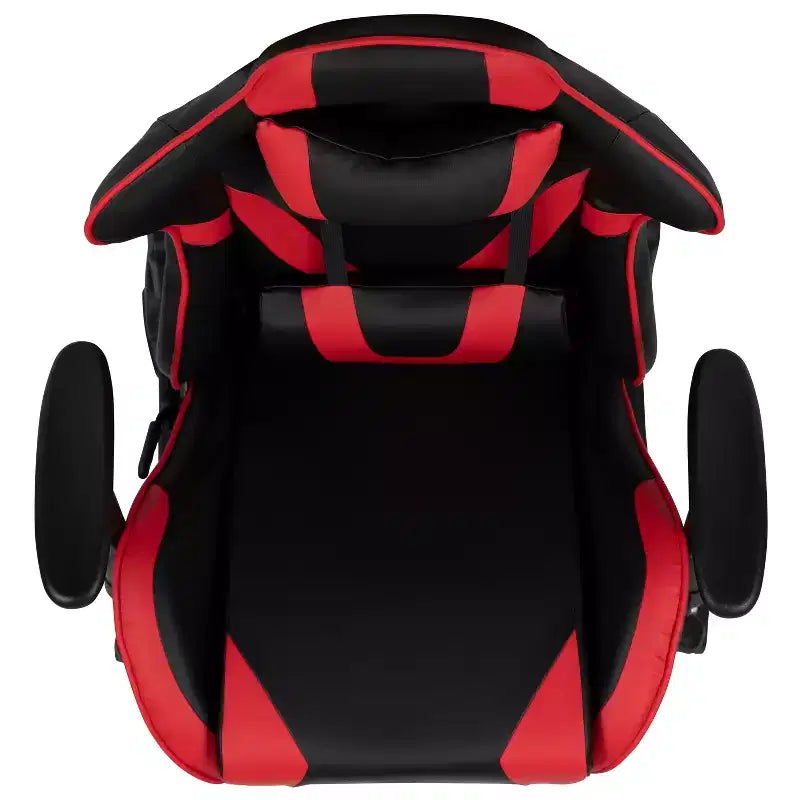 Silla de juego Flash Furniture X30 Silla ergonómica de oficina tipo carreras para computadora con respaldo totalmente reclinable y reposapiés deslizable en LeatherSoft rojo