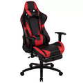 Silla de juego Flash Furniture X30 Silla ergonómica de oficina tipo carreras para computadora con respaldo totalmente reclinable y reposapiés deslizable en LeatherSoft rojo