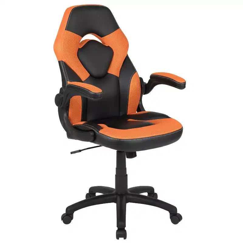 Flash Furniture X10 Silla de juego Silla de oficina de carreras ergonómica para computadora PC Silla giratoria ajustable con brazos abatibles