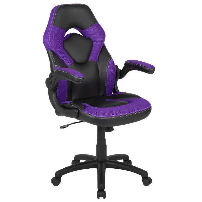 Flash Furniture X10 Silla de juego Silla de oficina de carreras ergonómica para computadora PC Silla giratoria ajustable con brazos abatibles