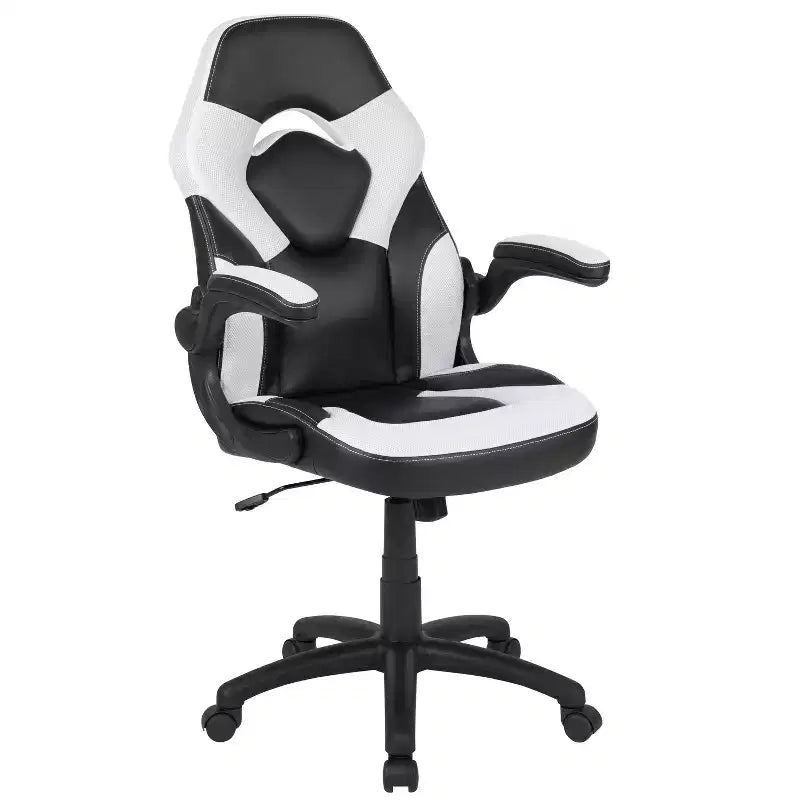 Flash Furniture X10 Silla de juego Silla de oficina de carreras ergonómica para computadora PC Silla giratoria ajustable con brazos abatibles