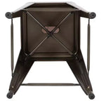 Flash Furniture Taburete de barra de metal de 24 pulgadas de alto, altura de mostrador, para interiores con asiento de madera - Juego apilable de 4 unidades