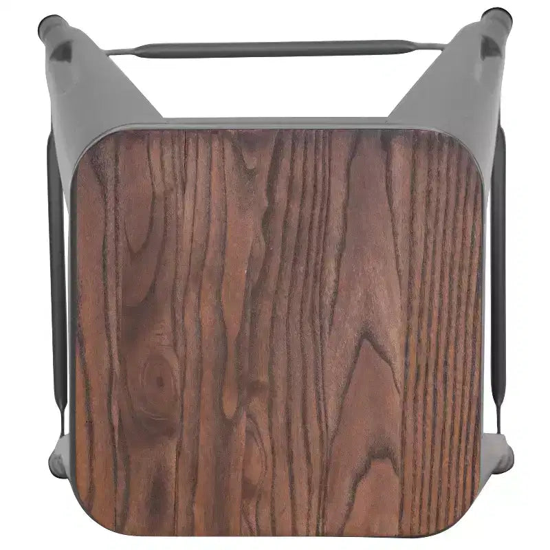 Flash Furniture Taburete de barra de metal de 24 pulgadas de alto, altura de mostrador, para interiores con asiento de madera - Juego apilable de 4 unidades