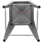 Flash Furniture Taburete de barra de metal de 24 pulgadas de alto, altura de mostrador, para interiores con asiento de madera - Juego apilable de 4 unidades