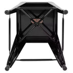 Flash Furniture Taburete de barra de metal de 24 pulgadas de alto, altura de mostrador, para interiores con asiento de madera - Juego apilable de 4 unidades