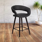 Taburete de altura de mostrador Flash Furniture Brynn Series de 24'' de alto contemporáneo de vinilo con respaldo redondeado y estructura de madera capuchino