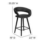 Taburete de altura de mostrador Flash Furniture Brynn Series de 24'' de alto contemporáneo de vinilo con respaldo redondeado y estructura de madera capuchino
