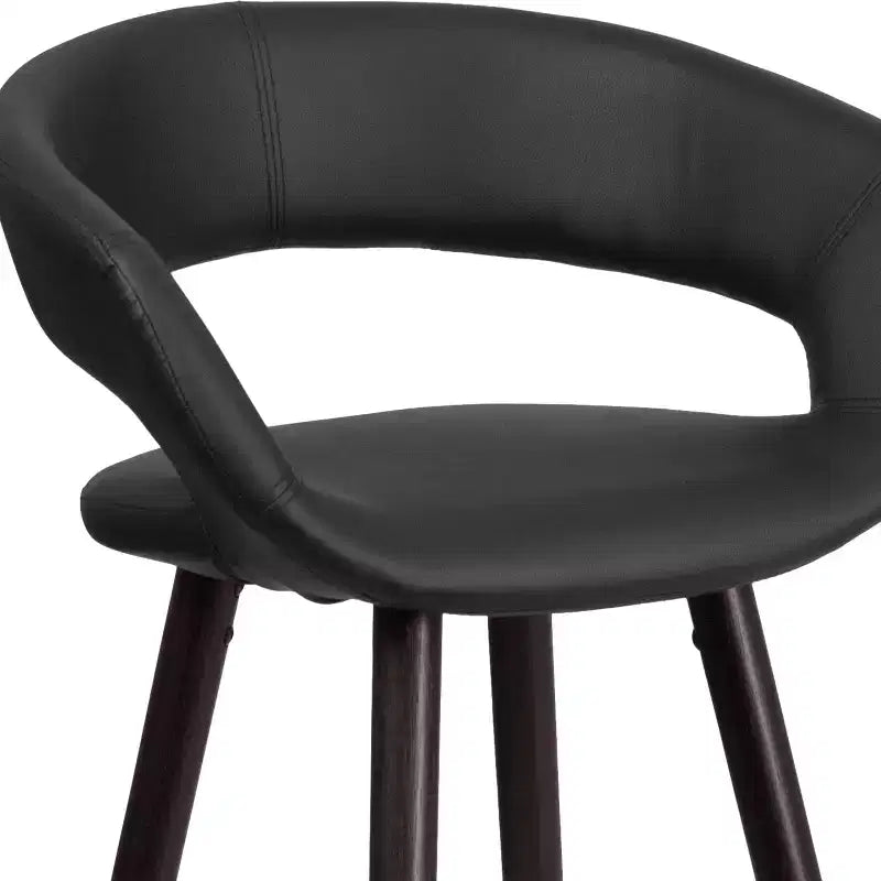 Taburete de altura de mostrador Flash Furniture Brynn Series de 24'' de alto contemporáneo de vinilo con respaldo redondeado y estructura de madera capuchino