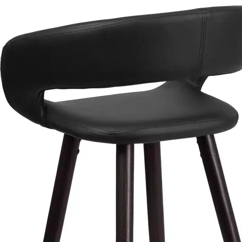 Taburete de altura de mostrador Flash Furniture Brynn Series de 24'' de alto contemporáneo de vinilo con respaldo redondeado y estructura de madera capuchino