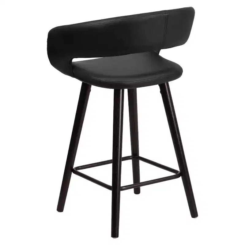 Taburete de altura de mostrador Flash Furniture Brynn Series de 24'' de alto contemporáneo de vinilo con respaldo redondeado y estructura de madera capuchino