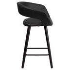 Taburete de altura de mostrador Flash Furniture Brynn Series de 24'' de alto contemporáneo de vinilo con respaldo redondeado y estructura de madera capuchino