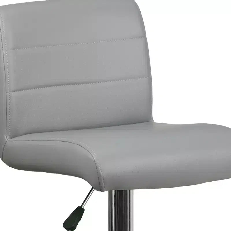 Flash Furniture Taburete de bar contemporáneo de vinilo con altura ajustable, asiento enrollado y base cromada