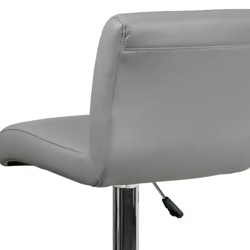 Flash Furniture Taburete de bar contemporáneo de vinilo con altura ajustable, asiento enrollado y base cromada