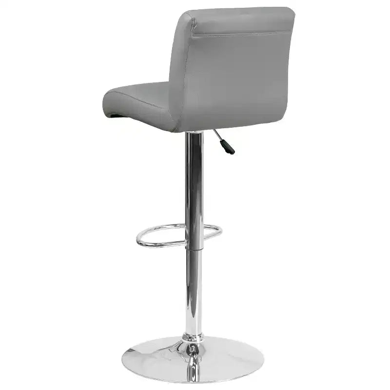 Flash Furniture Taburete de bar contemporáneo de vinilo con altura ajustable, asiento enrollado y base cromada
