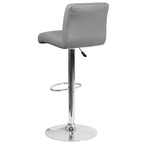 Flash Furniture Taburete de bar contemporáneo de vinilo con altura ajustable, asiento enrollado y base cromada