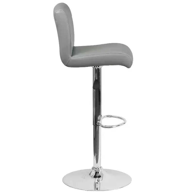 Flash Furniture Taburete de bar contemporáneo de vinilo con altura ajustable, asiento enrollado y base cromada