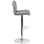 Flash Furniture Taburete de bar contemporáneo de vinilo con altura ajustable, asiento enrollado y base cromada
