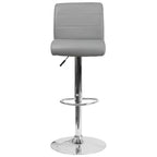 Flash Furniture Taburete de bar contemporáneo de vinilo con altura ajustable, asiento enrollado y base cromada