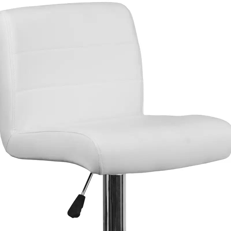Flash Furniture Taburete de bar contemporáneo de vinilo con altura ajustable, asiento enrollado y base cromada
