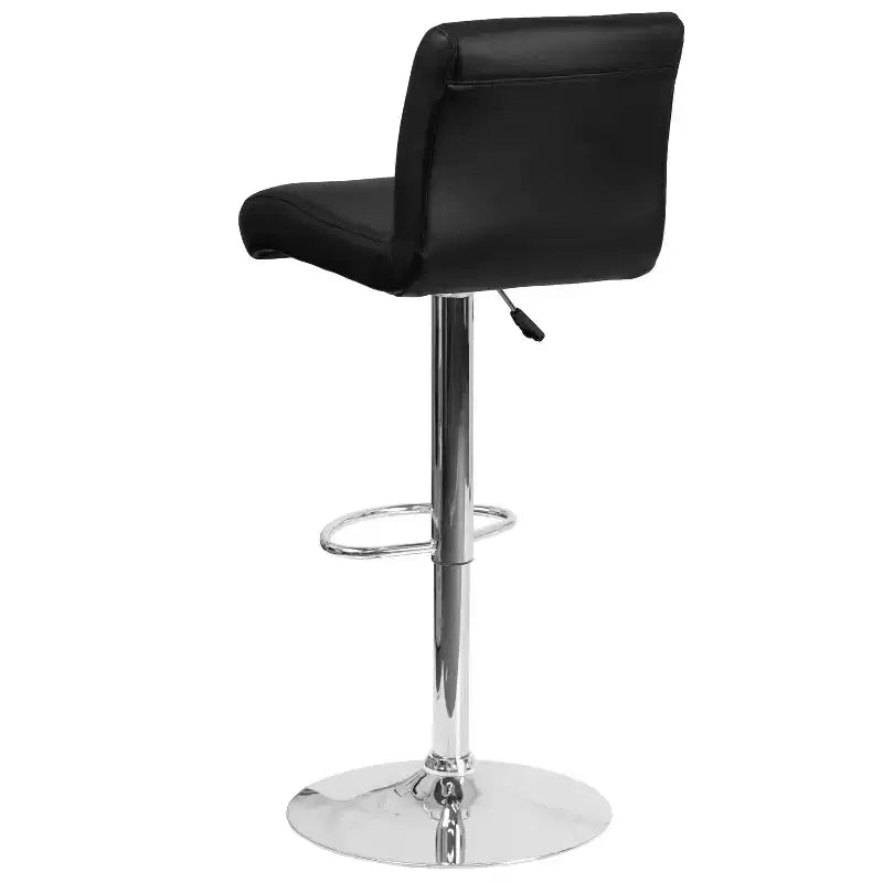Flash Furniture Taburete de bar contemporáneo de vinilo con altura ajustable, asiento enrollado y base cromada