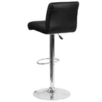 Flash Furniture Taburete de bar contemporáneo de vinilo con altura ajustable, asiento enrollado y base cromada