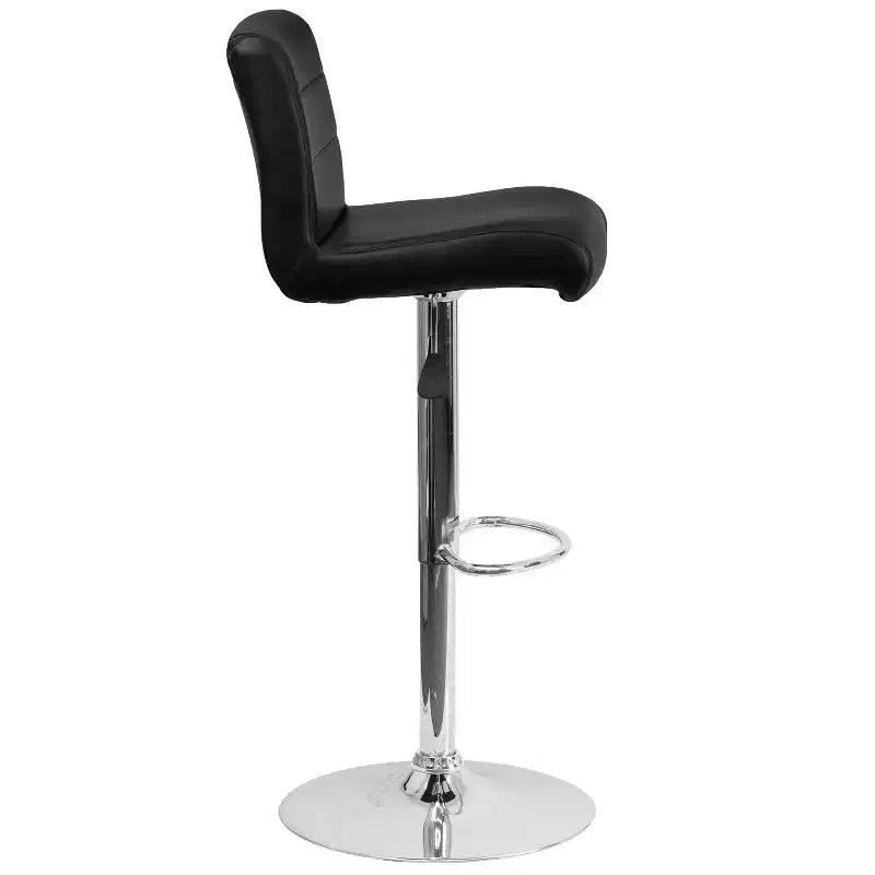 Flash Furniture Taburete de bar contemporáneo de vinilo con altura ajustable, asiento enrollado y base cromada