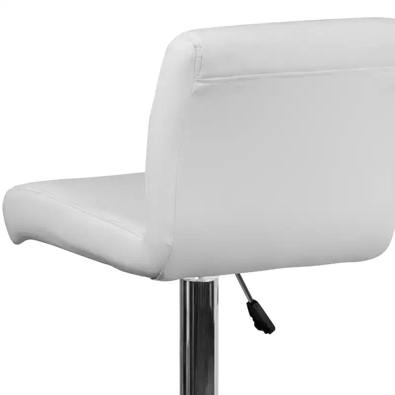 Flash Furniture Taburete de bar contemporáneo de vinilo con altura ajustable, asiento enrollado y base cromada