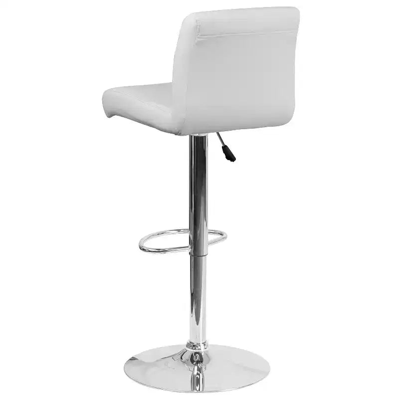 Flash Furniture Taburete de bar contemporáneo de vinilo con altura ajustable, asiento enrollado y base cromada