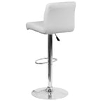 Flash Furniture Taburete de bar contemporáneo de vinilo con altura ajustable, asiento enrollado y base cromada