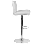 Flash Furniture Taburete de bar contemporáneo de vinilo con altura ajustable, asiento enrollado y base cromada